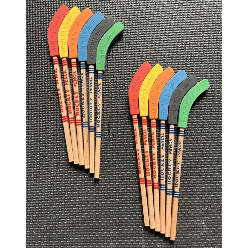 13 Set Hockey Party Favors Bulk Hockey Pencils and Erasers Includes Hockey Penci